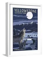 Lamar Valley Scene, Yellowstone National Park-Lantern Press-Framed Art Print