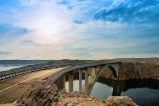 Bridge to the Pag Island with Sun and Clouds, Croatia-Lamarinx-Photographic Print
