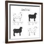 Lamb Cut Scheme - B&W-ONiONAstudio-Framed Art Print