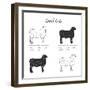 Lamb Cut Scheme - B&W-ONiONAstudio-Framed Art Print