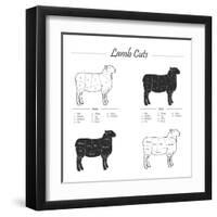 Lamb Cut Scheme - B&W-ONiONAstudio-Framed Art Print