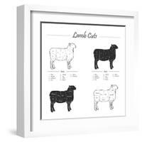 Lamb Cut Scheme - B&W-ONiONAstudio-Framed Art Print