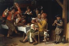 An Interior with Peasants Singing and Dancing Around a Table, 1681-Lambert Doomer-Stretched Canvas