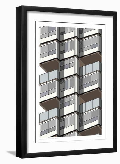 Lambeth Towers - Sepia-Sarah Evans-Framed Premium Giclee Print