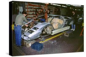 Lamborghini factory 1988.Countach under construction-null-Stretched Canvas