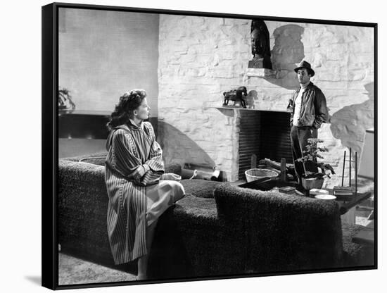 Lame by fond UNDERCURRENT by VincenteMinnelli with Katharine Hepburn and Robert Mitchum, 1946 (b/w -null-Framed Stretched Canvas