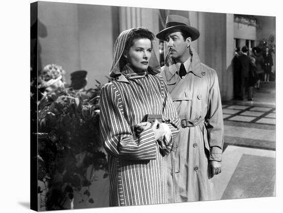 Lame by fond UNDERCURRENT by VincenteMinnelli with Katharine Hepburn and Robert Taylor, 1946 (b/w p-null-Stretched Canvas
