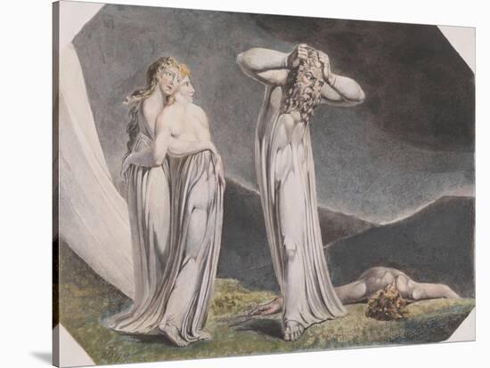 Lamech and His Two Wives-William Blake-Stretched Canvas