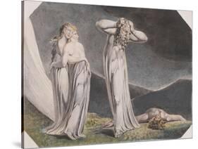 Lamech and His Two Wives-William Blake-Stretched Canvas