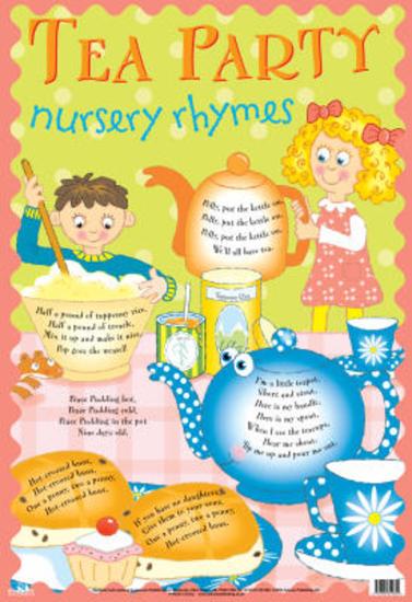 'Laminated Tea Party Nursery Rhymes Educational Chart Poster Print ...