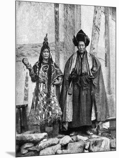 Lamist Priests of Sikkim Wearing Robes, Talung Monastery, India, 1922-John Claude White-Mounted Giclee Print