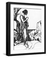 Lamorak Herding the Swine of Sir Nabon, Illustration from 'The Story of the Champions of the round-Howard Pyle-Framed Giclee Print