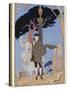 LAmour Par Terre A man and woman out walking among ruins-Georges Barbier-Stretched Canvas