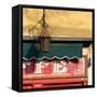 Lamp and Awning Outside Venice Caffe-Mike Burton-Framed Stretched Canvas