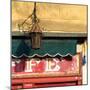 Lamp and Awning Outside Venice Caffe-Mike Burton-Mounted Photographic Print