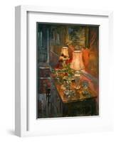 Lamp and Tulips (Oil on Canvas)-Susan Ryder-Framed Giclee Print