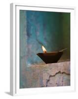 Lamp in a Little Shrine Outside Traditional House, Varanasi, India-Keren Su-Framed Premium Photographic Print