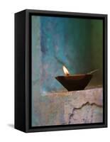 Lamp in a Little Shrine Outside Traditional House, Varanasi, India-Keren Su-Framed Stretched Canvas