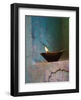 Lamp in a Little Shrine Outside Traditional House, Varanasi, India-Keren Su-Framed Photographic Print