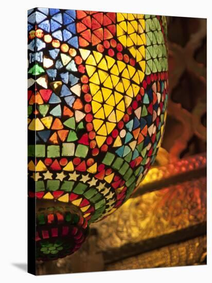 Lamp in Antique Shop, Marrakech, Morocco-William Sutton-Stretched Canvas