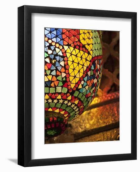 Lamp in Antique Shop, Marrakech, Morocco-William Sutton-Framed Photographic Print