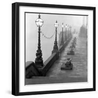 Lamp Posts and Benches by the River Thames-John Gay-Framed Giclee Print