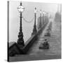 Lamp Posts and Benches by the River Thames-John Gay-Stretched Canvas