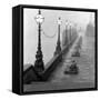 Lamp Posts and Benches by the River Thames-John Gay-Framed Stretched Canvas