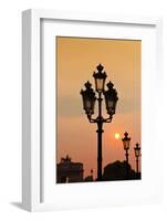 Lamp Posts at Sunset, Paris, France-Russ Bishop-Framed Photographic Print