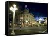 Lampost and Deco Clock Tower in the Art Deco City of Napier, North Island, New Zealand-Don Smith-Framed Stretched Canvas