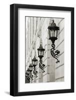 Lamps on Side of Building-Christian Peacock-Framed Giclee Print