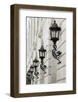 Lamps on Side of Building-Christian Peacock-Framed Giclee Print