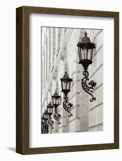 Lamps on Side of Building-Christian Peacock-Framed Giclee Print