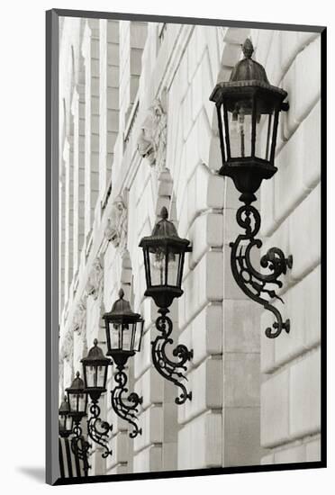 Lamps on Side of Building-Christian Peacock-Mounted Giclee Print
