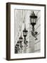 Lamps on Side of Building-Christian Peacock-Framed Giclee Print