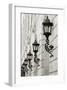 Lamps on Side of Building-Christian Peacock-Framed Giclee Print