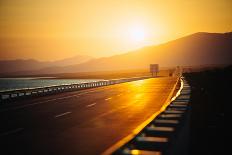 View of Empty Road at Sunset-Lamzeon-Framed Stretched Canvas