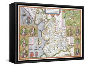 Lancashire in 1610, from John Speed's 'Theatre of the Empire of Great Britaine', First Edition-John Speed-Framed Stretched Canvas