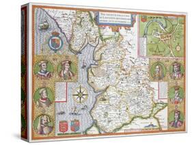 Lancashire in 1610, from John Speed's 'Theatre of the Empire of Great Britaine', First Edition-John Speed-Stretched Canvas