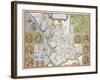 Lancashire in 1610, from John Speed's 'Theatre of the Empire of Great Britaine', First Edition-John Speed-Framed Giclee Print