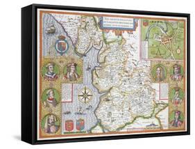 Lancashire in 1610, from John Speed's 'Theatre of the Empire of Great Britaine', First Edition-John Speed-Framed Stretched Canvas