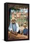 Lancaster County, Pennsylvania - Amish Barn Raising Scene-Lantern Press-Framed Stretched Canvas