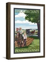 Lancaster County, Pennsylvania - Amish Farm Scene-Lantern Press-Framed Art Print