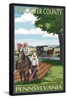 Lancaster County, Pennsylvania - Amish Farm Scene-Lantern Press-Framed Stretched Canvas