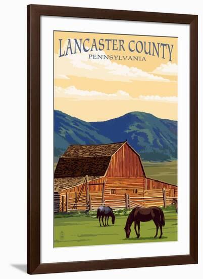 Lancaster County, Pennsylvania - Barn and Horses-Lantern Press-Framed Art Print