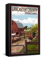 Lancaster County, Pennsylvania - Barnyard Scene-Lantern Press-Framed Stretched Canvas