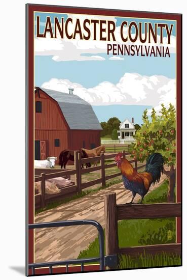 Lancaster County, Pennsylvania - Barnyard Scene-Lantern Press-Mounted Art Print