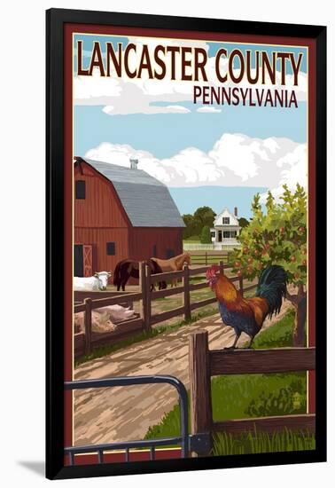 Lancaster County, Pennsylvania - Barnyard Scene-Lantern Press-Framed Art Print