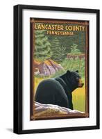 Lancaster County, Pennsylvania - Black Bear in Forest-Lantern Press-Framed Art Print