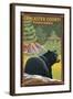 Lancaster County, Pennsylvania - Black Bear in Forest-Lantern Press-Framed Art Print